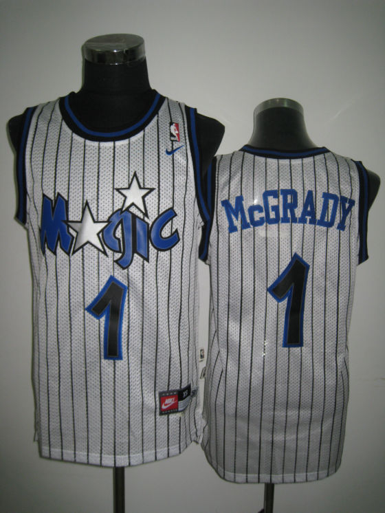  NBA Orlando Magic 1 McGrady White Throwback Swingman Jersey